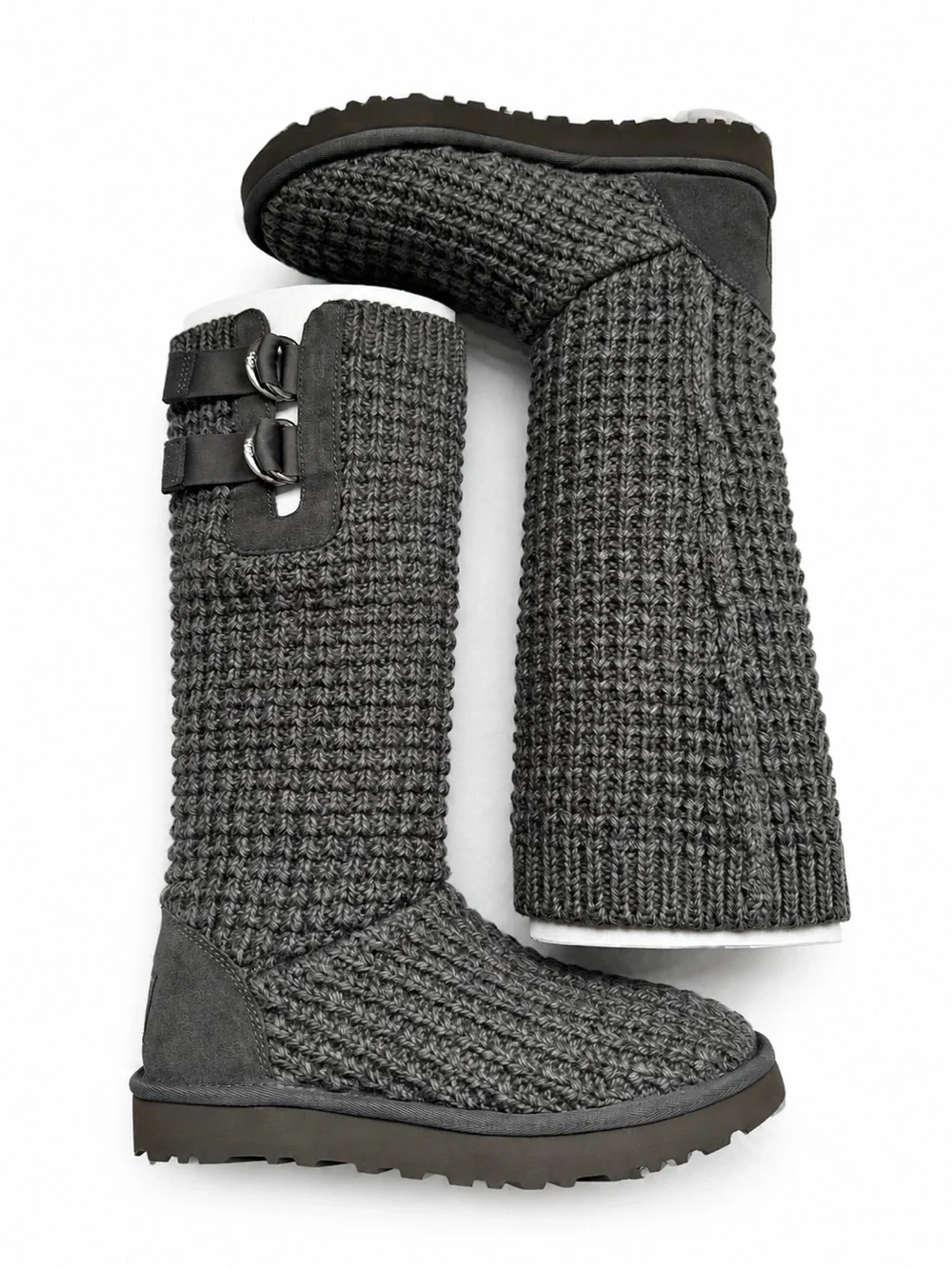 UGG Classic Solene Tall Knit Boots Charcoal Grey Size 7 BNWT Box